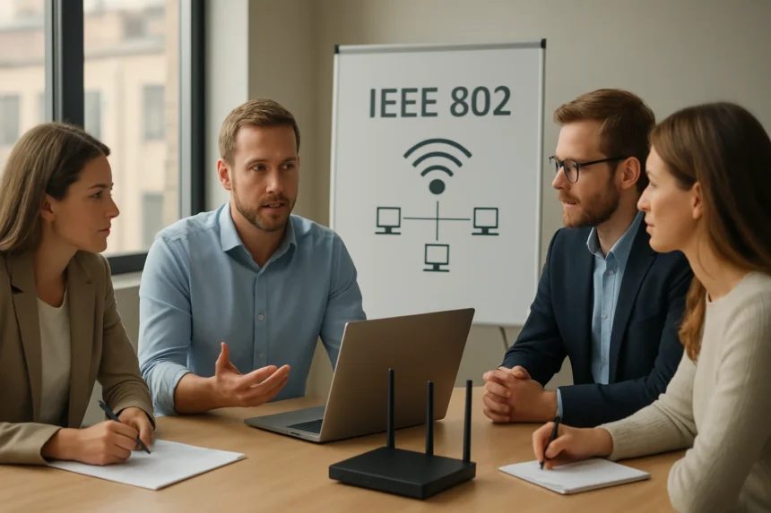 Hálózati szakemberek megbeszélése az IEEE 802 szabványokról