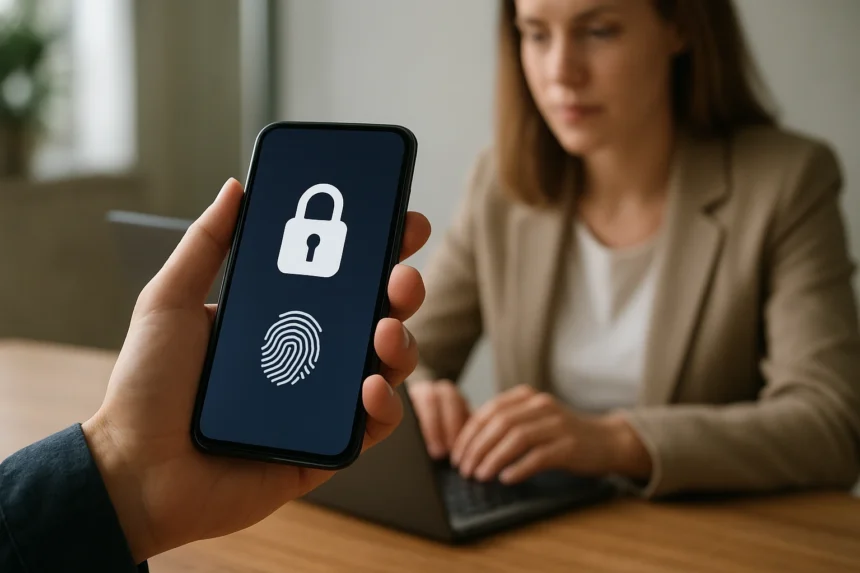 Jelszó nélküli hitelesítés mobilalkalmazás jelenete