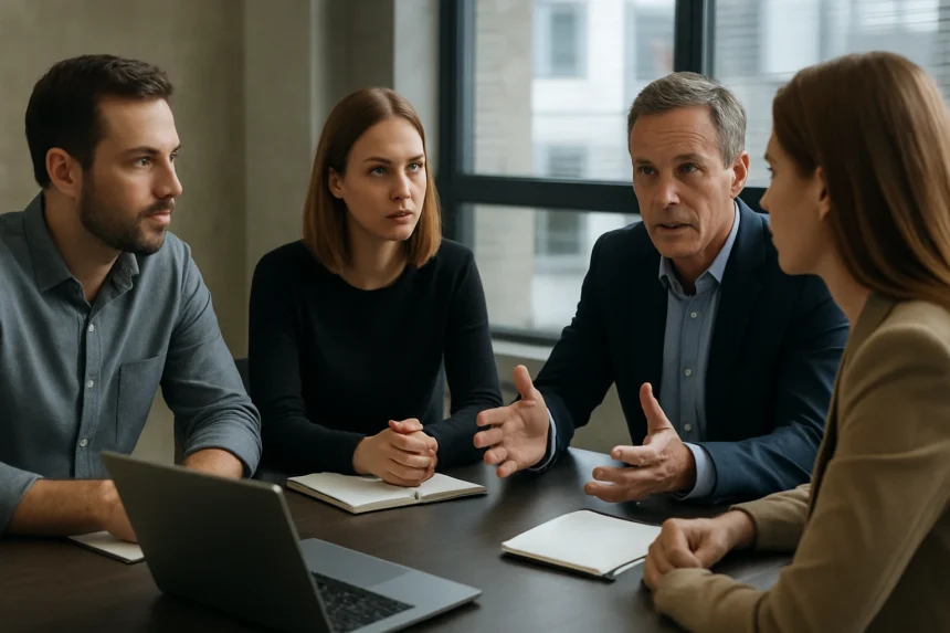 csoportos megbeszélés IT szakemberekkel, Phoenix Project kontextusban