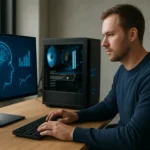 Férfi mesterséges intelligenciával optimalizált PC-t használ