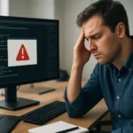 Stresszelt programozó a flaky tesztek miatt a számítógép előtt