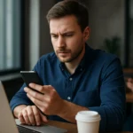 Férfi használ okostelefont egy digitális banki szolgáltatáshoz