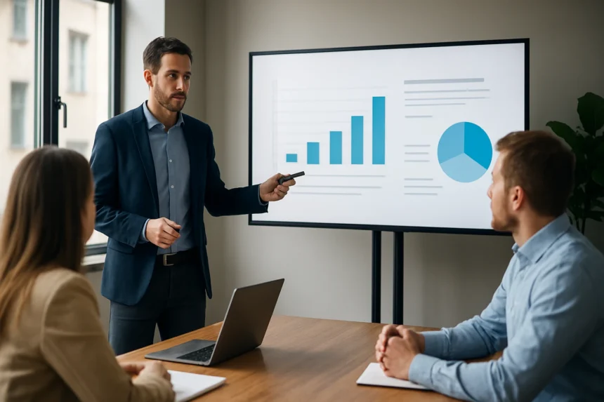 Prezentációs szoftver használata üzleti prezentáción