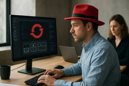 Fejlesztő a Red Hat OpenShift platformon dolgozik.