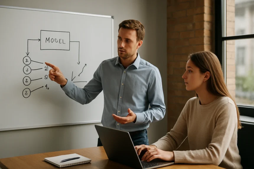 Gépi tanításra vonatkozó bemutató egy irodai környezetben