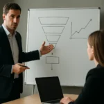 Értékesítési folyamat bemutatása egy prezentáción