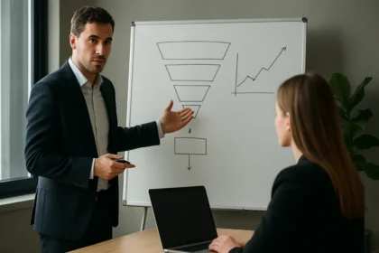 Értékesítési folyamat bemutatása egy prezentáción