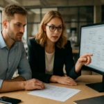 Két szakember adatarchitektúrával kapcsolatos munkán dolgozik.