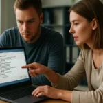 Két ember laptopon igény szerinti Windows funkciókat néz.