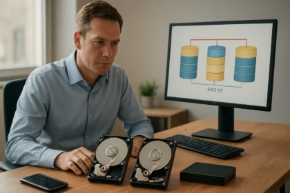 RAID 10 adatvédelmi megoldás lemeztükrözéssel és csíkozással.