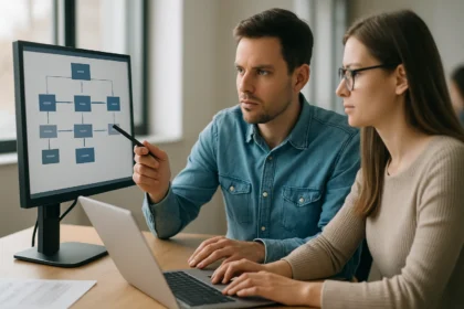 Két programozó komponensalapú fejlesztéssel kapcsolatos brainstormingot tart