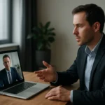 Virtuális CISO konzultáció laptopon keresztül, információbiztonság