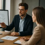 Üzleti intelligencia architektúra bemutatása egy prezentáción.