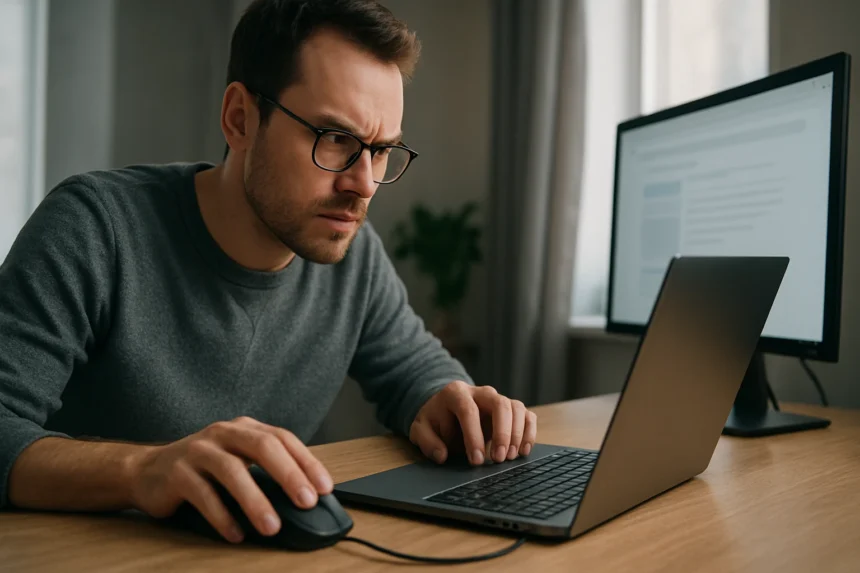 Férfi az online hirdetések kattintási csalásával kapcsolatosan gondolkodik