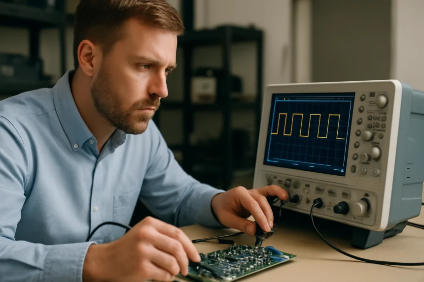 Bebizonyított impulzusforma elektronikákban egy oszcilloszkóp segítségével