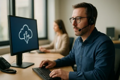 Felhőalapú ügyfélkapcsolati központ működése az Amazon Connect segítségével.