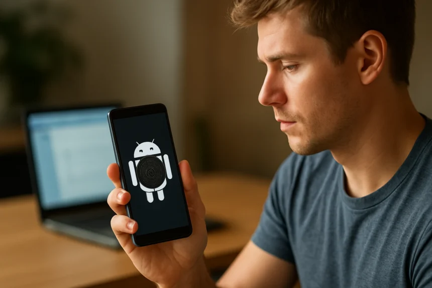 Android Oreo operációs rendszer logója egy telefonon