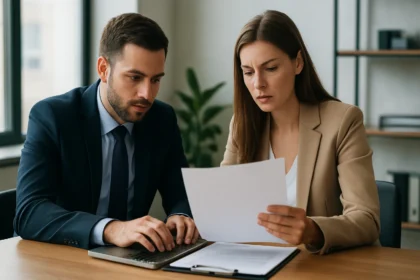 Két üzleti szakember adatvédelmi hatásvizsgálatot végez