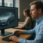 Férfi CAD tervezés közben Citrix HDX 3D Pro technológiával