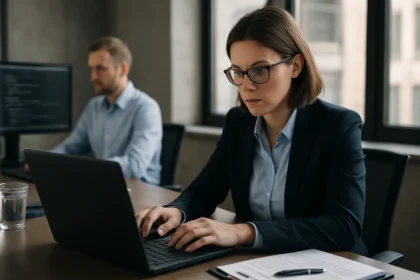 Megfelelőségi tisztviselő az IT szektorban, adatvédelem és kockázatkezelés feladatokkal.