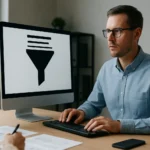 Informatikai szakember szűrő alkalmazásával dolgozik