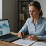 Nő statisztikai elemzést végez SPSS szoftver segítségével.