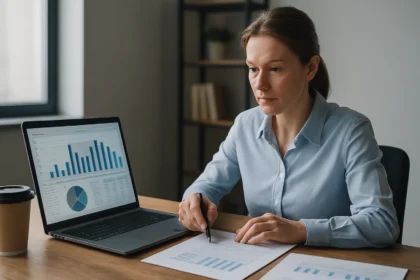 Nő statisztikai elemzést végez SPSS szoftver segítségével.