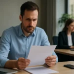 Férfi papírokat olvas, a CCENT tanúsítványról gondolkodik.