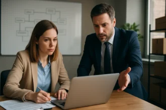 Két szakember vitázik a beszállítói lánc kockázatkezeléséről.