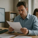 Férfi adatokat elemző szakember dolgozik az irodában