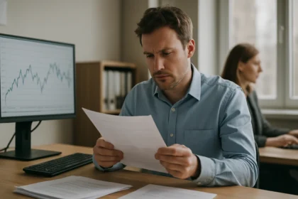 Férfi adatokat elemző szakember dolgozik az irodában