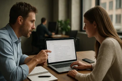 Munkatársak egy levelezőlista-kezelő szoftvert használnak.