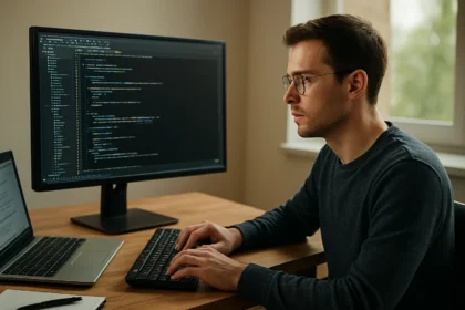 Programozó dolgozik a CLR-hez kapcsolódó kódon.