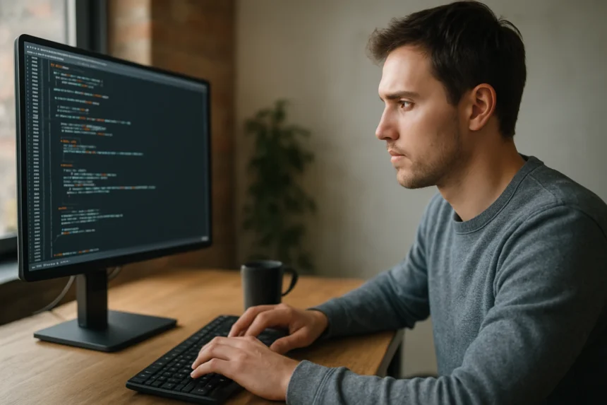 Programozó munka közben, a const kulcsszó szerepe a képernyőn látható kódban.