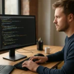 Fejlesztő aszinkron JavaScript és XML programozáson dolgozik.