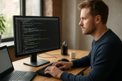 Fejlesztő aszinkron JavaScript és XML programozáson dolgozik.