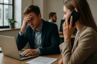 Feszültség egy IT válságkezelési megbeszélés alatt.