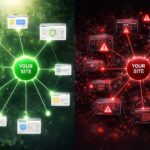 Minőségi backlink és spamszerű hivatkozások közötti különbséget vizuálisan kiemelő grafika